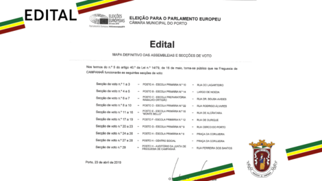 EDITAL Mapa definitivo das Assembleias e Secções de Voto (23 abril)