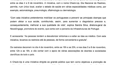 INFORMAÇÃO - RASTREIOS GRATUITOS DESTINADOS A TODA A POPULAÇÃO 