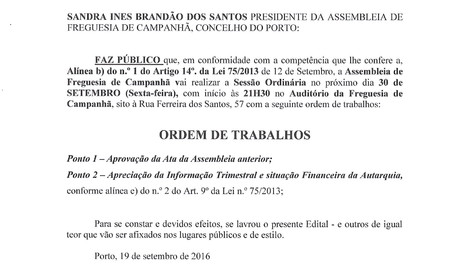 ASSEMBLEIA DE FREGUESIA DE CAMPANHÃ 