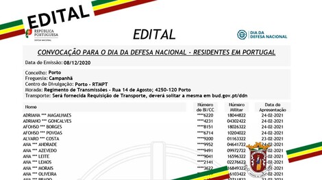 Edital - CONVOCAÇÃO PARA O DIA DA DEFESA NACIONAL