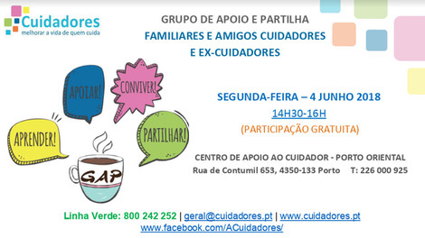 Grupo de Apoio e Partilha na segunda-feira