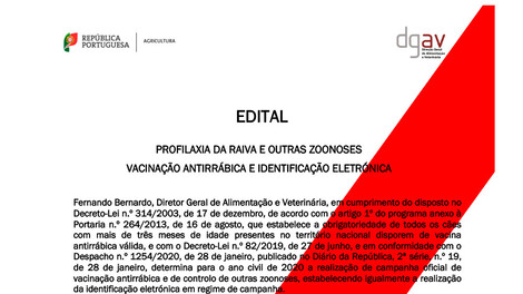 Edital - Campanha de vacinação anti-rábica 2020