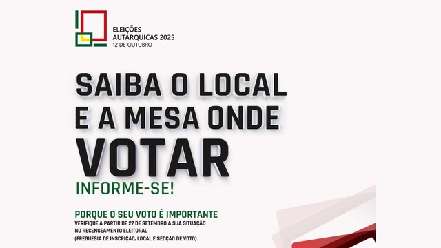 Saiba qual o seu local de voto ou verifique a sua inscrição no recenseamento eleitoral.