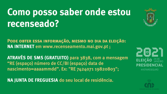 Saiba onde está recenseado