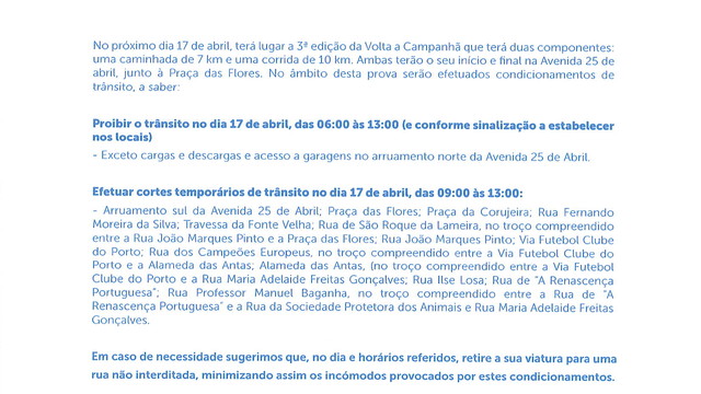 TRÂNSITO CONDICIONADO  - 3a VOLTA A CAMPANHÃ 