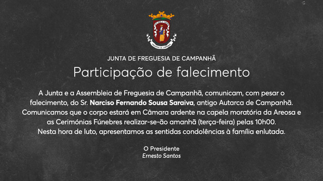 PARTICIPAÇÃO DE FALECIMENTO - Narciso Saraiva