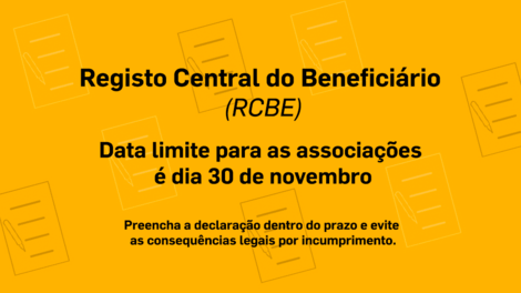 RCB é obrigatório para associações e a data limite é 30 de novembro