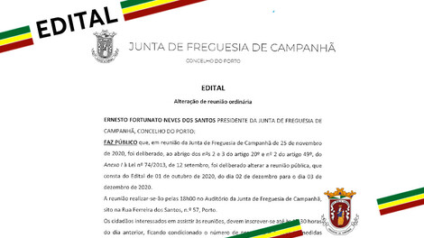 EDITAL - Alteração de reunião ordinária