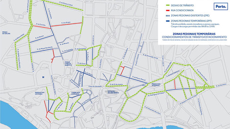 Novas zonas pedonais temporárias na Baixa e Centro Histórico da cidade