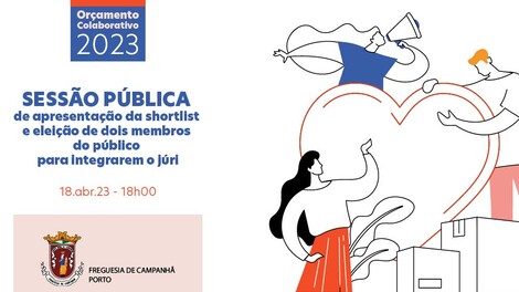 ORÇAMENTO COLABORATIVO 2023 - Sessão pública de apresentação da shortlíst  ORÇAMENTO COLABORATIVO 2023 - Sessão pública de apresentação da shortlíst
