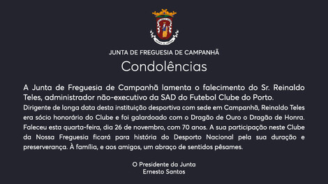 Condolências Reinaldo Teles