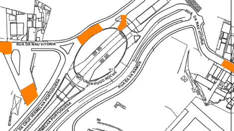 Condicionamento de trânsito com estreitamento de via