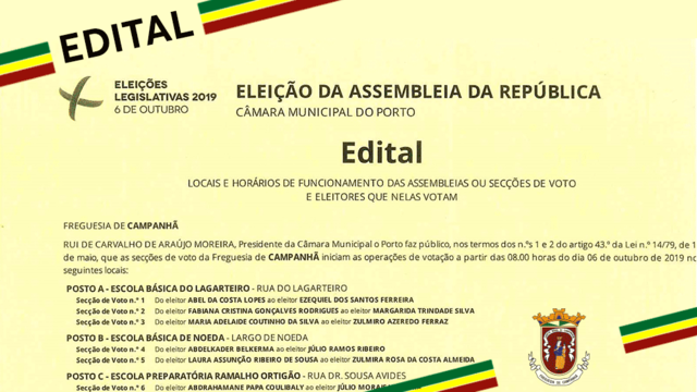 EDITAL - Eleição da Assembleia da República