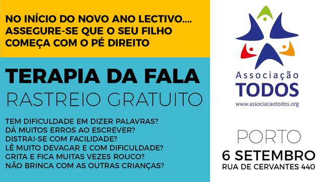  Terapia da fala - Rastreio Gratuito