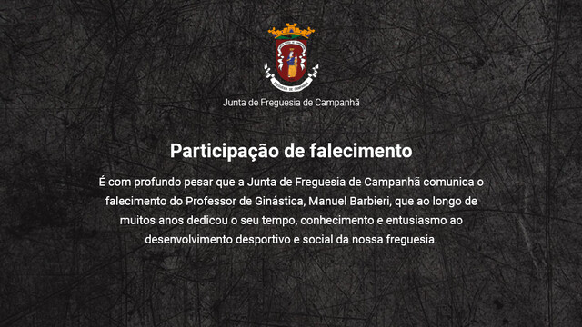 Participação de falecimento - Manuel Barbieri