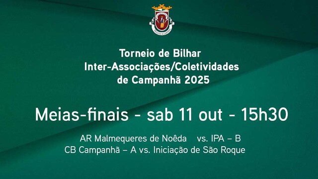 Finais do Torneio de Bilhar de Campanhã disputam-se este sábado!