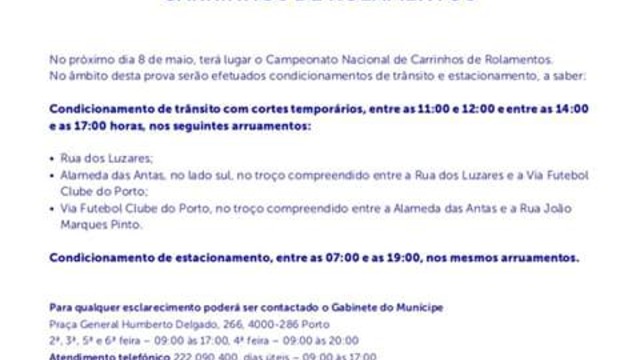 TRÂNSITO CONDICIONADO - CAMPEONATO CORRIDA ROLAMENTOS 