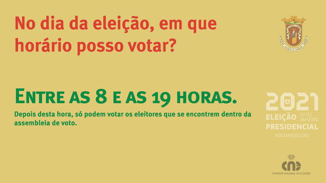 Horário das assembleias ou secções de voto