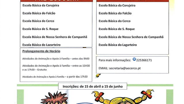 ACTIVIDADES DE ANIMAÇÃO E APOIO À  FAMÍLIA -AGRUPAMENTO DE ESCOLAS DO CERCO