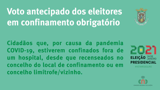 Voto antecipado dos eleitores em confinamento obrigatório